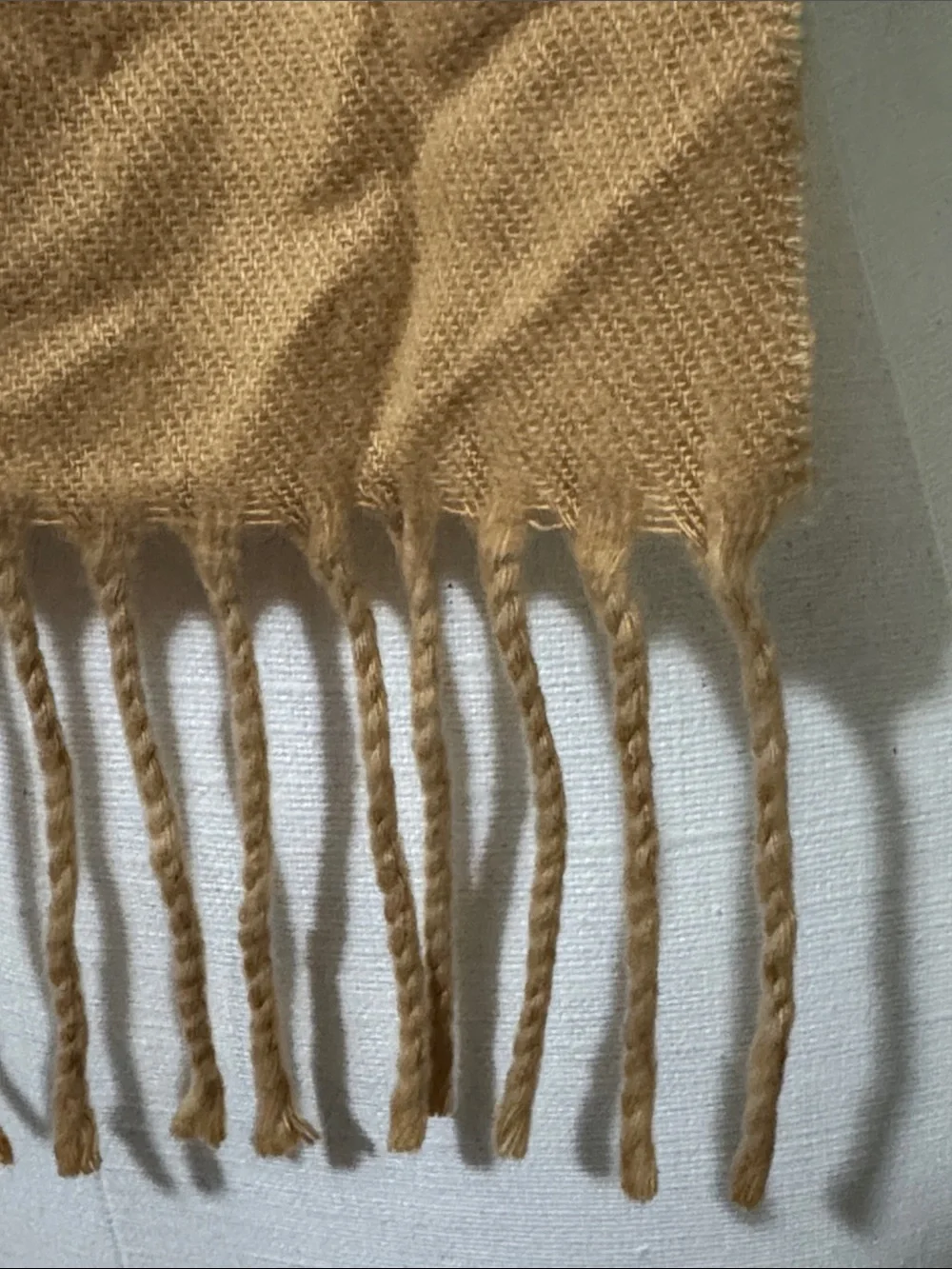 Made in Italy-Unisex Scarf-EUC-Classic Camel Tan-Twisted Fringe-Acrylic